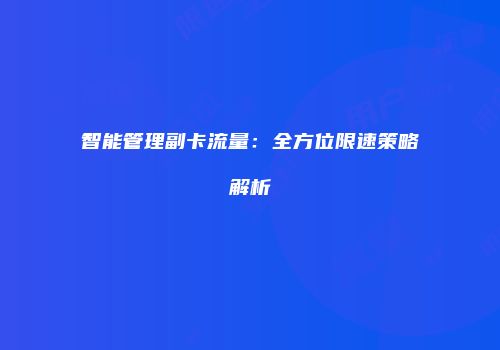 智能管理副卡流量:全方位限速策略解析