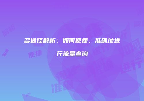 多途径解析:如何便捷、准确地进行流量查询