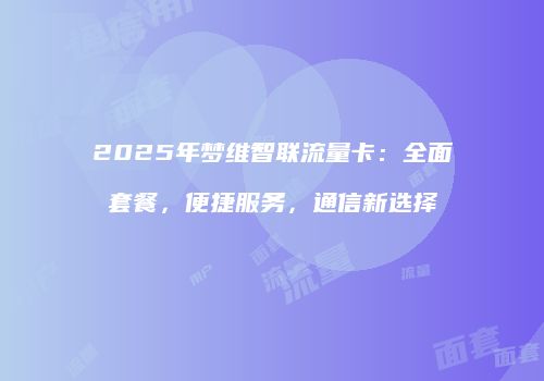 2025年梦维智联流量卡：全面套餐，便捷服务，通信新选择