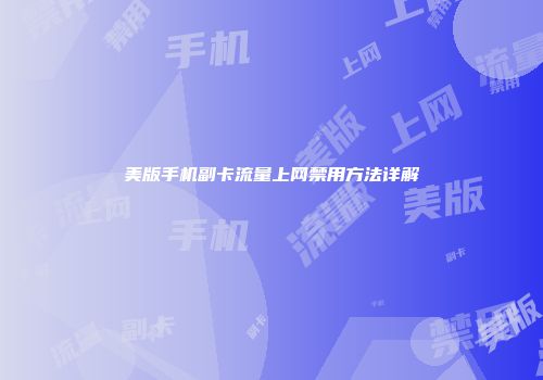 美版手机副卡流量上网禁用方法详解