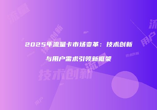 2025年流量卡市场变革：技术创新与用户需求引领新框架