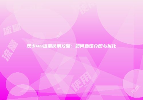双卡4G流量使用攻略：如何合理分配与优化