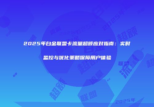 2025年白金联盟卡流量超额应对指南：实时监控与优化策略保障用户体验