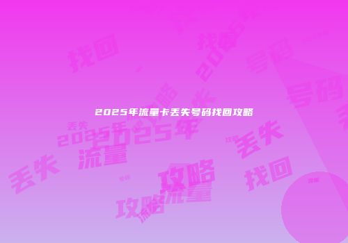 2025年流量卡丢失号码找回攻略