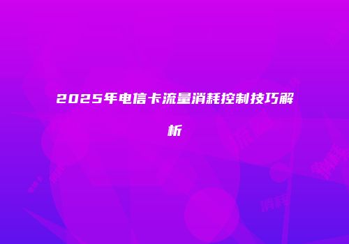 2025年电信卡流量消耗控制技巧解析