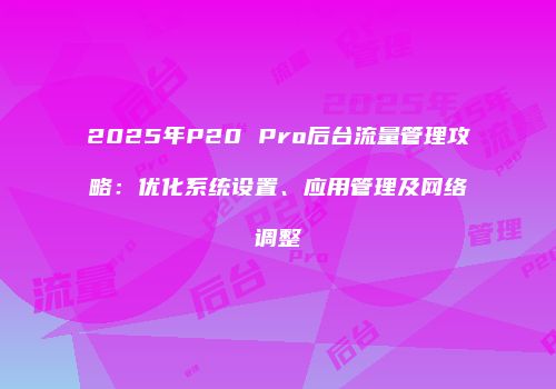 2025年P20 Pro后台流量管理攻略：优化系统设置、应用管理及网络调整