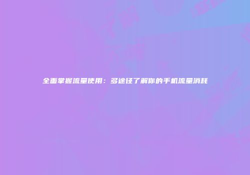 全面掌握流量使用：多途径了解你的手机流量消耗