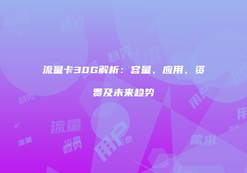 流量卡30G解析：容量、应用、资费及未来趋势