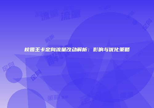 校园王卡定向流量改动解析：影响与优化策略