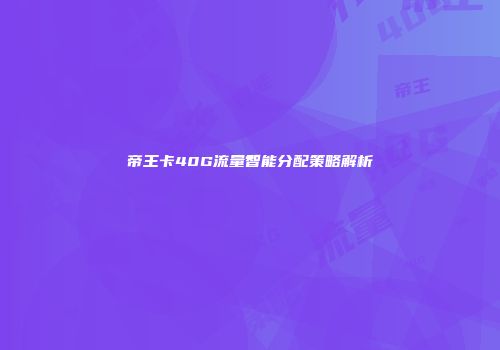 帝王卡40G流量智能分配策略解析