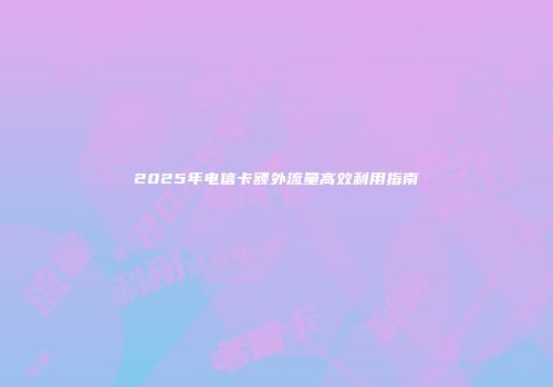2025年电信卡额外流量高效利用指南
