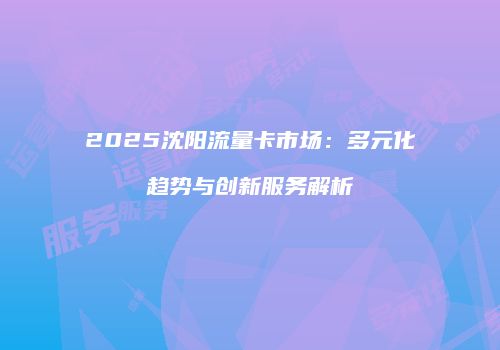 2025沈阳流量卡市场：多元化趋势与创新服务解析