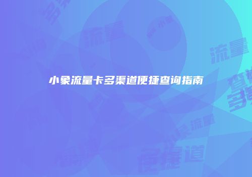 小象流量卡多渠道便捷查询指南