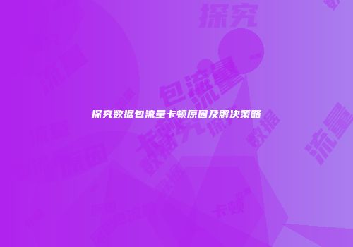 探究数据包流量卡顿原因及解决策略
