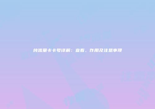 纯流量卡卡号详解:查看、作用及注意事项
