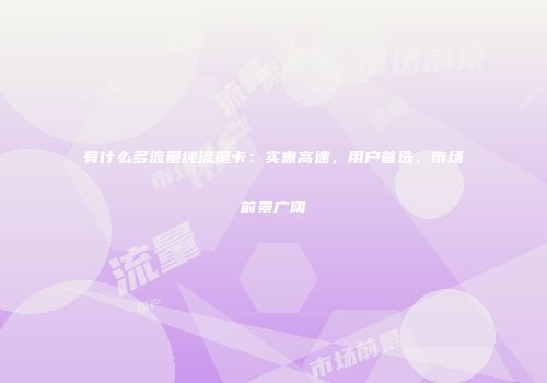 有什么多流量纯流量卡:实惠高速,用户首选,市场前景广阔