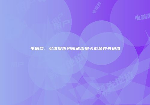 电信网：多维度优势铸就流量卡市场领先地位