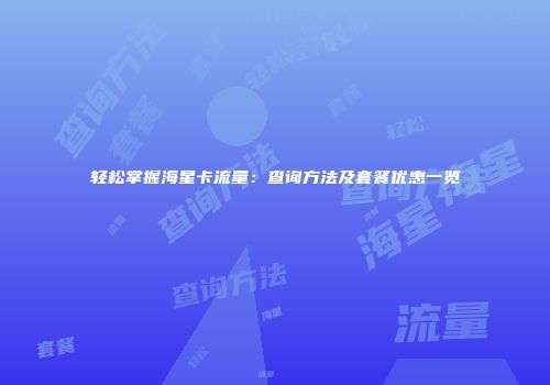 轻松掌握海星卡流量：查询方法及套餐优惠一览