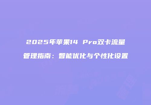 2025年苹果14 Pro双卡流量管理指南：智能优化与个性化设置
