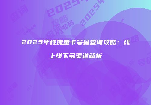 2025年纯流量卡号码查询攻略:线上线下多渠道解析