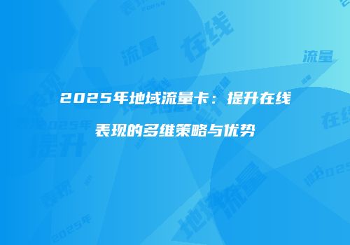 2025年地域流量卡：提升在线表现的多维策略与优势