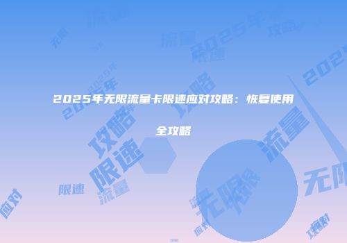 2025年无限流量卡限速应对攻略:恢复使用全攻略