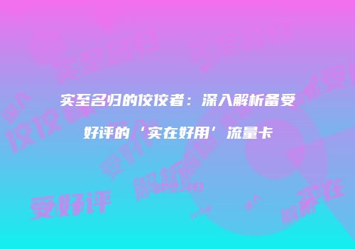 实至名归的佼佼者:深入解析备受好评的‘实在好用’流量卡