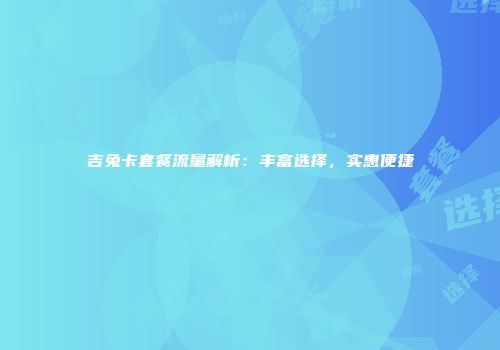 吉兔卡套餐流量解析:丰富选择,实惠便捷