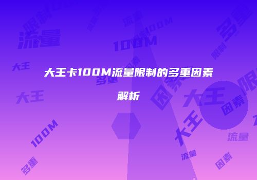 大王卡100M流量限制的多重因素解析
