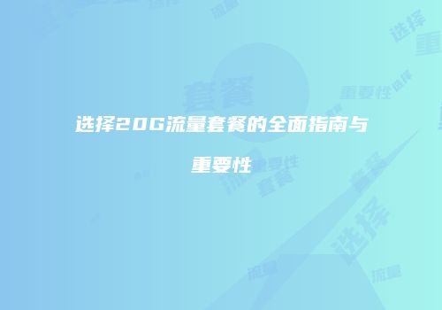 选择20G流量套餐的全面指南与重要性