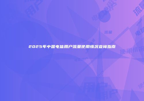 2025年中国电信用户流量使用情况查询指南