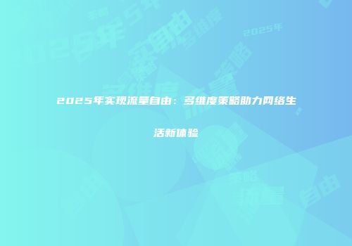2025年实现流量自由：多维度策略助力网络生活新体验