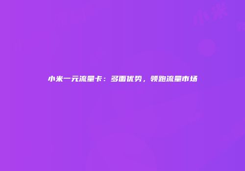 小米一元流量卡:多面优势,领跑流量市场