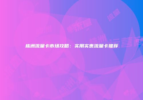 株洲流量卡市场攻略：实用实惠流量卡推荐