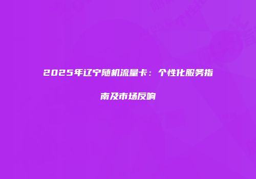 2025年辽宁随机流量卡：个性化服务指南及市场反响