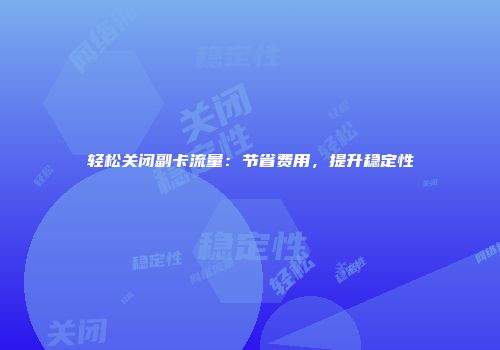 轻松关闭副卡流量:节省费用,提升稳定性