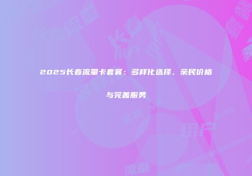 2025长春流量卡套餐：多样化选择、亲民价格与完善服务