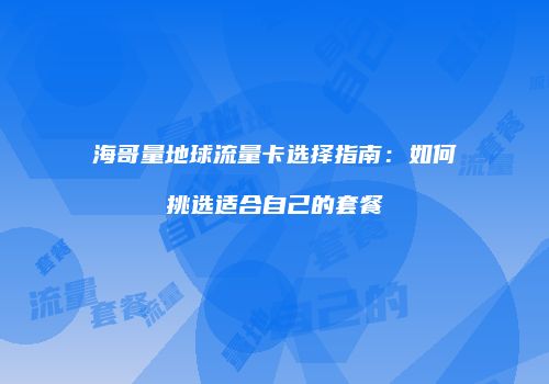 海哥量地球流量卡选择指南:如何挑选适合自己的套餐