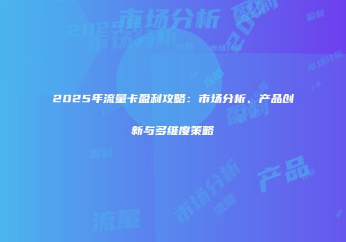 2025年流量卡盈利攻略:市场分析、产品创新与多维度策略