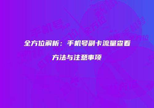 全方位解析:手机号副卡流量查看方法与注意事项