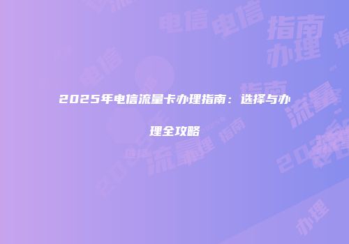 2025年电信流量卡办理指南：选择与办理全攻略