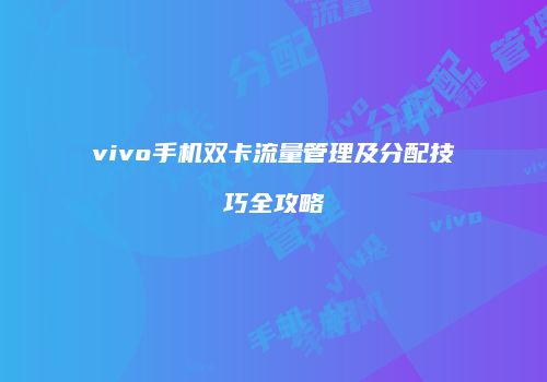 vivo手机双卡流量管理及分配技巧全攻略