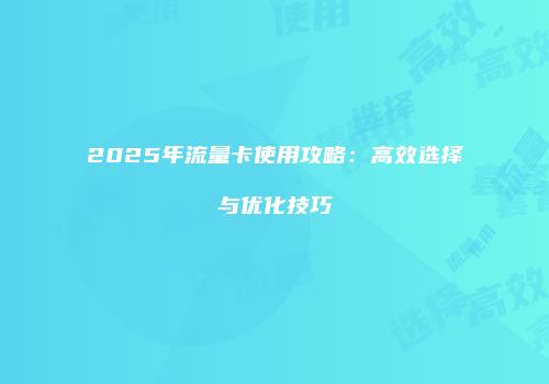 2025年流量卡使用攻略：高效选择与优化技巧