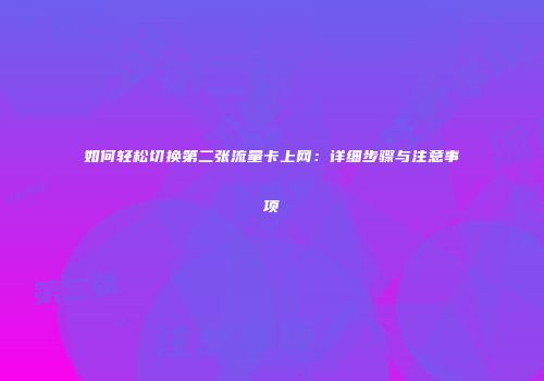 如何轻松切换第二张流量卡上网:详细步骤与注意事项