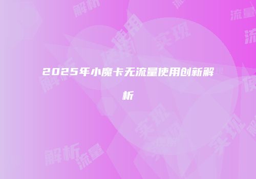 2025年小魔卡无流量使用创新解析