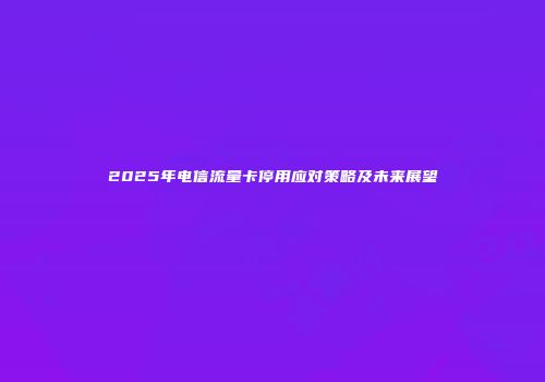 2025年电信流量卡停用应对策略及未来展望