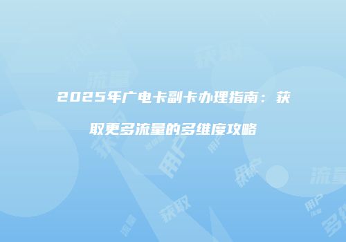 2025年广电卡副卡办理指南:获取更多流量的多维度攻略