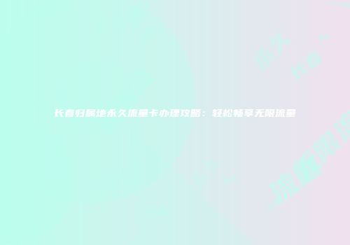 长春归属地永久流量卡办理攻略：轻松畅享无限流量