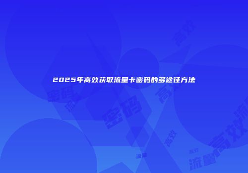2025年高效获取流量卡密码的多途径方法