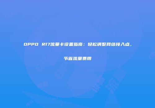 OPPO R17流量卡设置指南:轻松调整网络接入点,节省流量费用